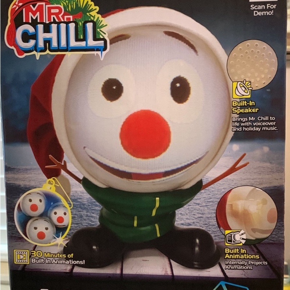 New! Mindscope Animat3D Multicolored Mr. Chill Snowman Indoor Christmas Decor10”
